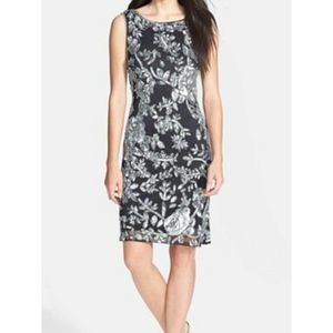 Womens $189 New Size 6 Patra  Black Sleeveless Mesh Bead Shift Dress 0061